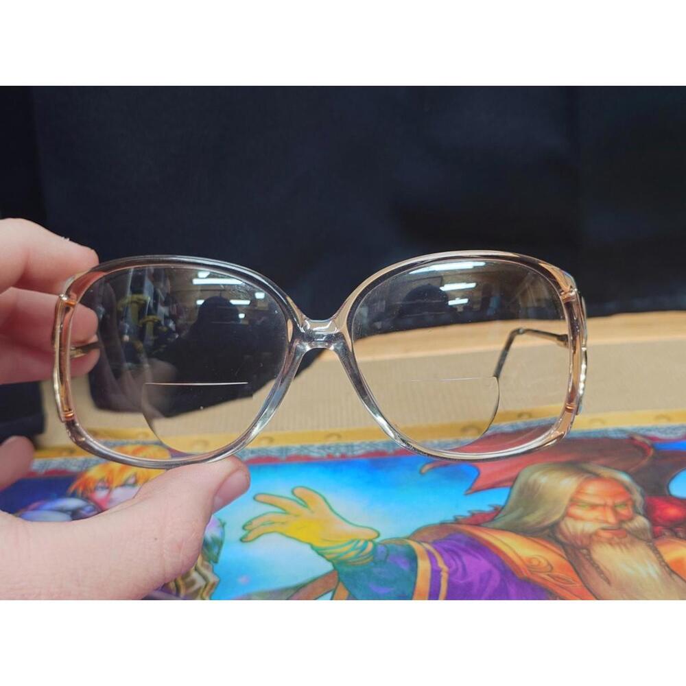 Vintage Clear & Brown Round Eyeglass Frames Full Rim